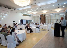 جانب من الورشة التمهدية التي اطلقتها شبكة المنظمات الاهلية الفلسطينية في الضفة الغربية وقطاع غزة ضمن مشروع "روافد" بتمويل من الاتحاد الاوروبي
