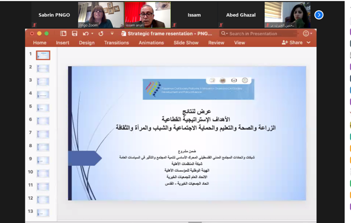عرض الاطار الاستراتيجي لمؤسسات المجتمع المدني